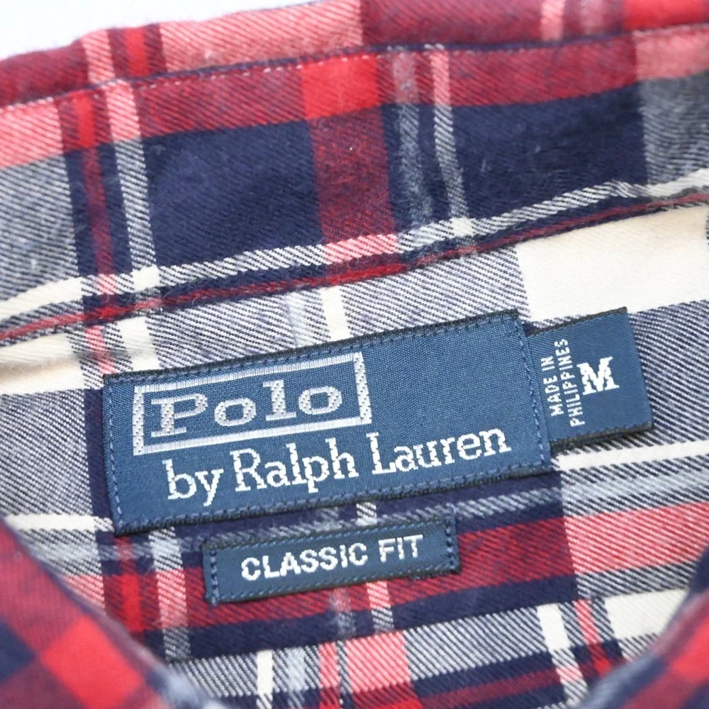 Polo Ralph Lauren Work Shirt Classic Fit Plaid Long Sleeve Button Up Mens Medium